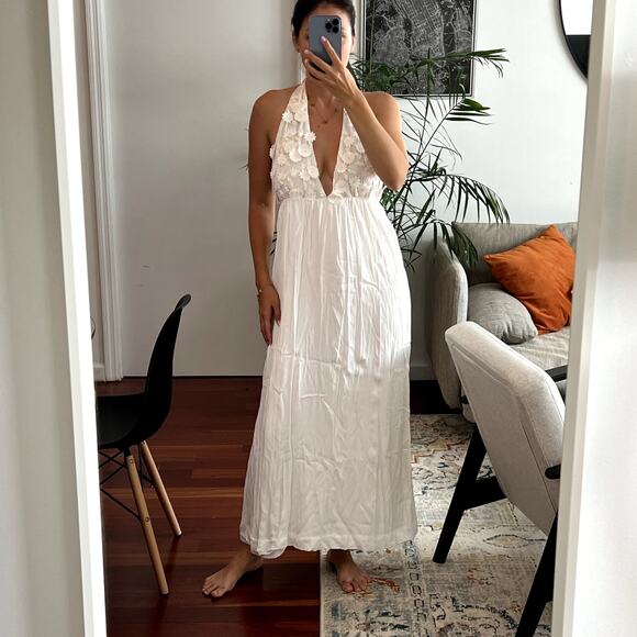 For Love and Lemon White Isabella Halter Maxi Dress size XS - Picture 2 of 9